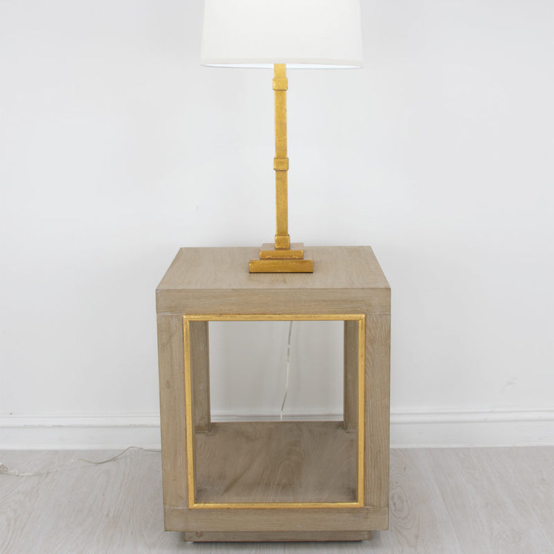 Open Cube Natural and Gold Side Table