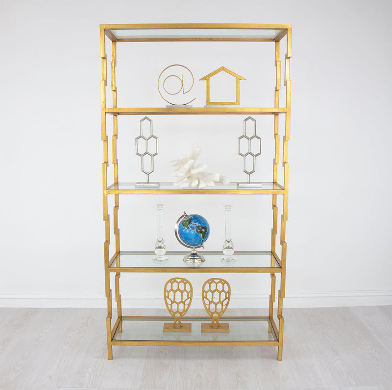 Transitional Modern Gold Bookcase