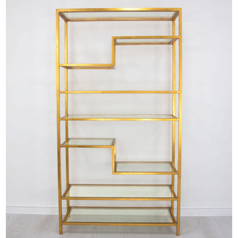 Five Shelf Gold Bookcase