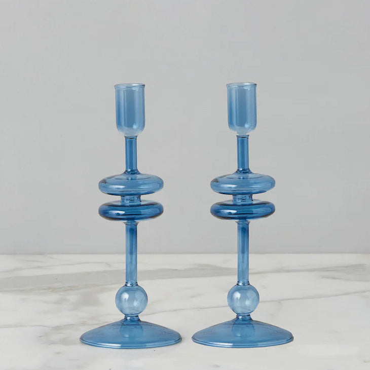 Etu Home Glass Candlestick Set of 2