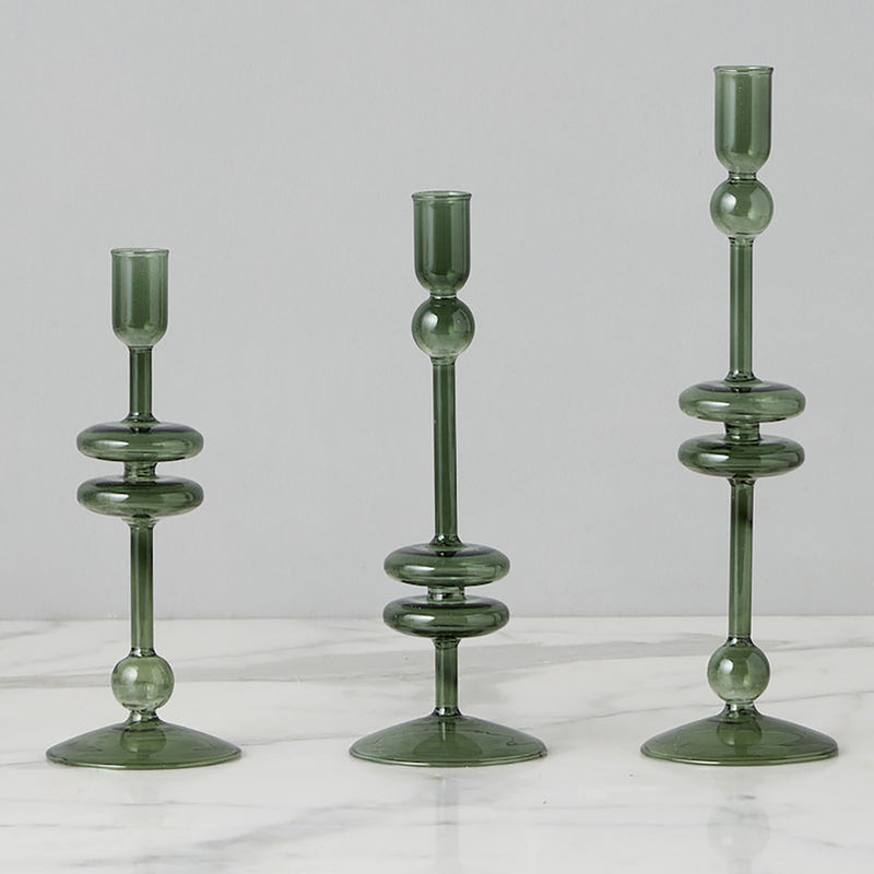 Etu Home Glass Candlestick Set of 2