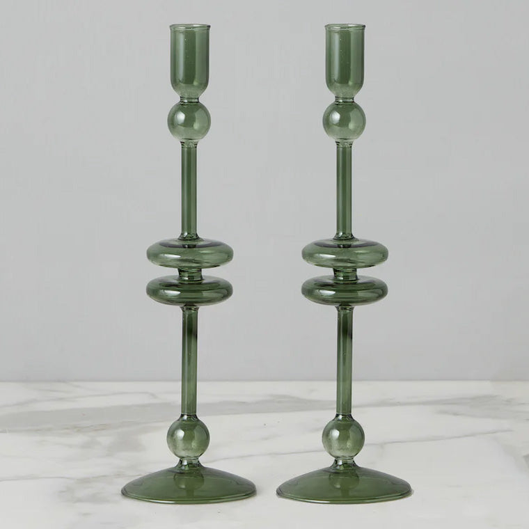 Etu Home Glass Candlestick Set of 2