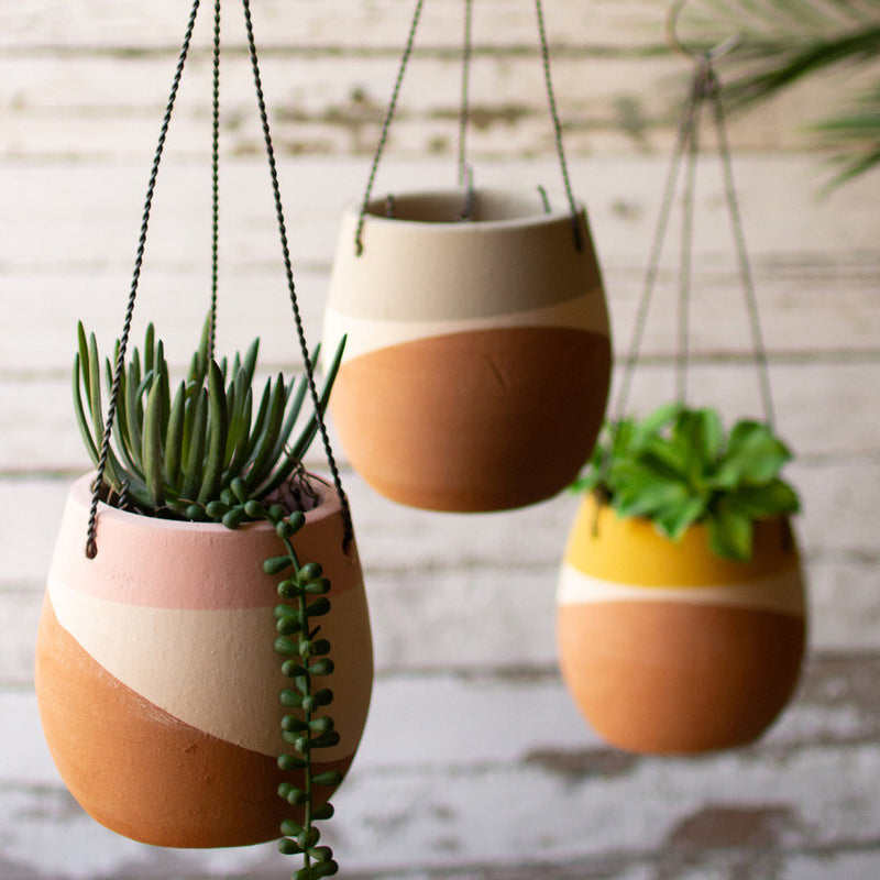 Color Dipped Hanging Pot Set of 3