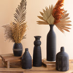 Black Clay Vases Set of 5