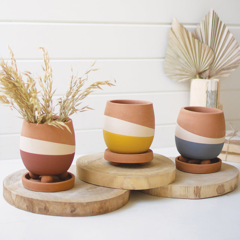 Double Dipped Clay Pot Set of 3