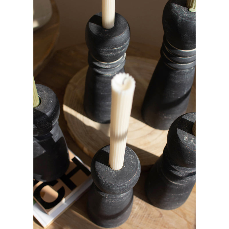 Black Clay Candle Holder Set of 5