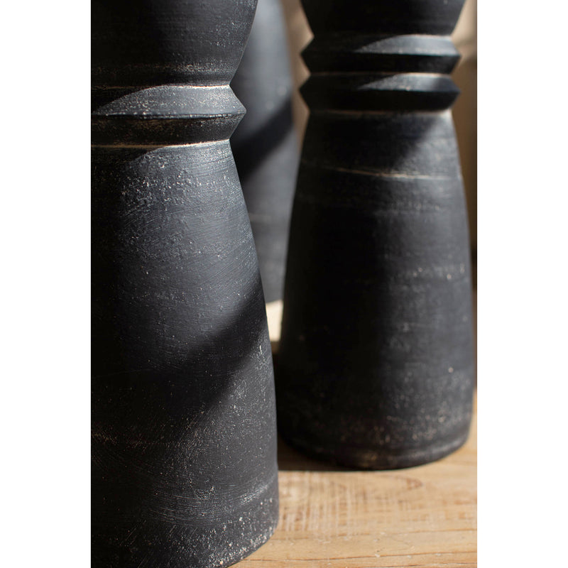 Black Clay Candle Holder Set of 5