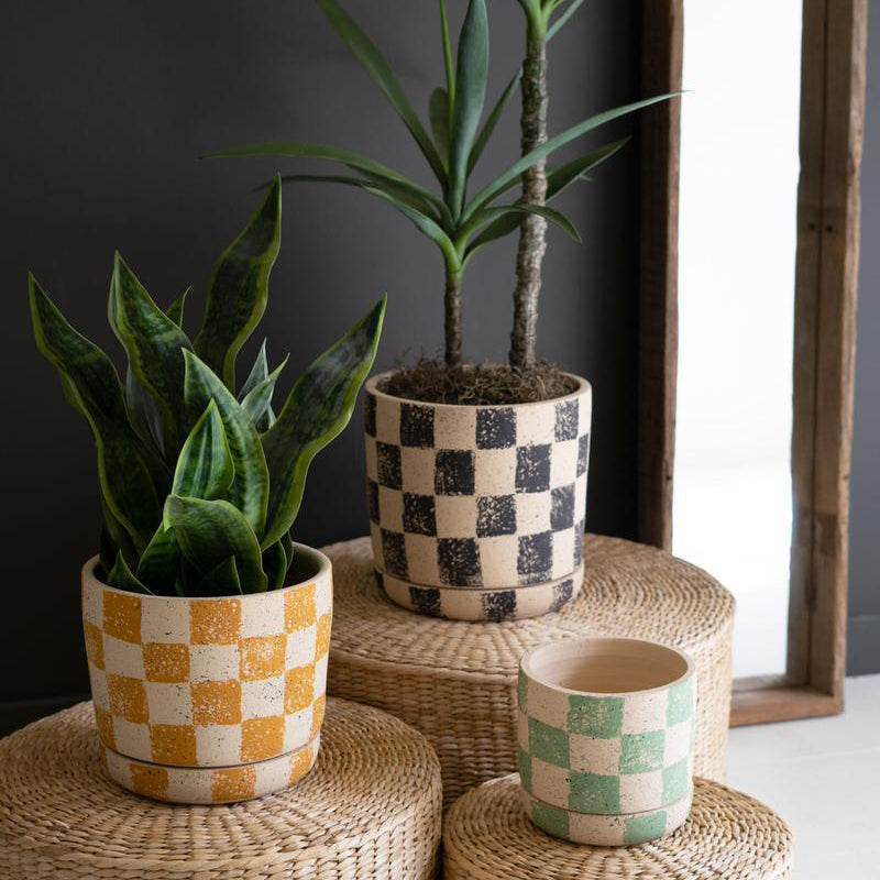 Checkered Planter Set of 3