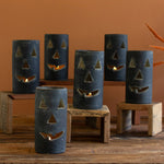 Black Clay Jack-O-Lantern Set of 6