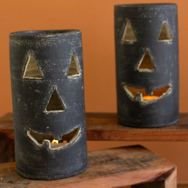 Black Clay Jack-O-Lantern Set of 6