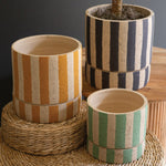 Striped Clay Planter Set of 3