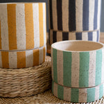 Striped Clay Planter Set of 3