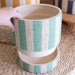 Striped Clay Planter Set of 3