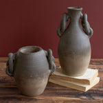 Knotted Handle Clay Ombre Vase Set of 2