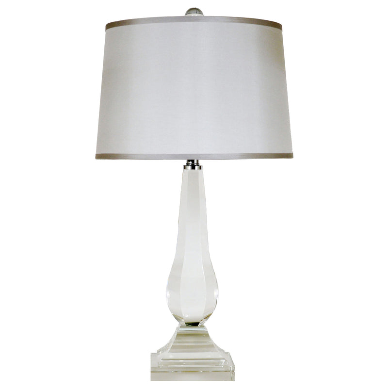 Tear Drop Crystal with Gray Shade Table Lamp