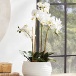 Phalaenopsis Orchid Bowl 25in Drop-In Faux Plant