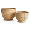 Cane Rattan Decorative Footed Bowl Set of 2