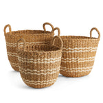 Seagrass & Jute Round Handle Basket Set of 3