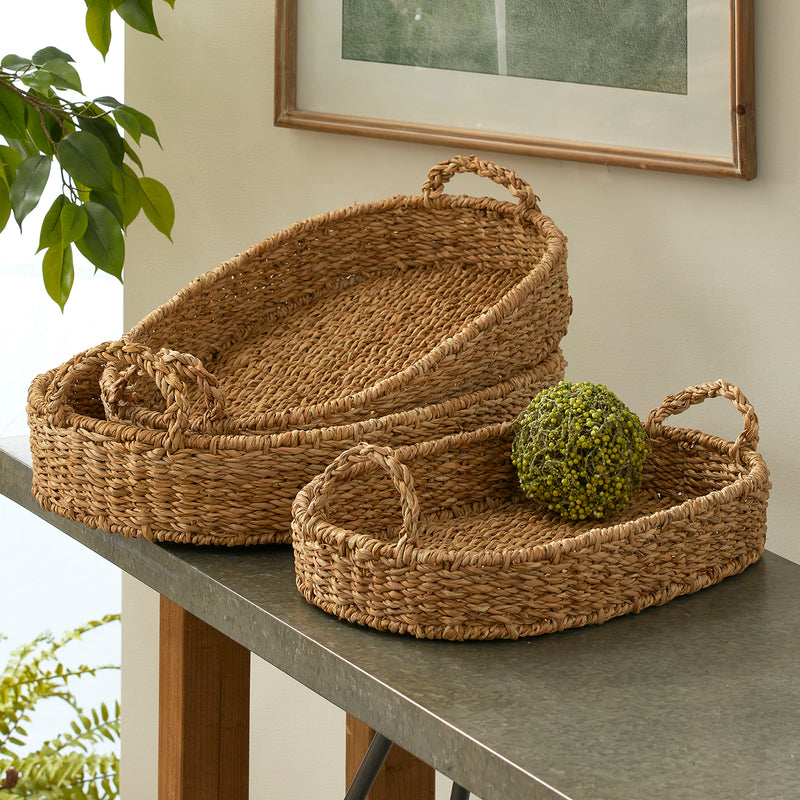 Seagrass Oval Tray Set of 3