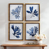 Indigo Seaweed Print Wall Art Set of 4