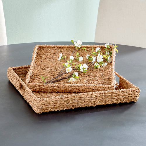 Seagrass Rectangular Tray Set of 2