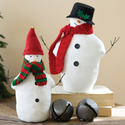 Painted Canvas Snowmen Figurine Set of 2