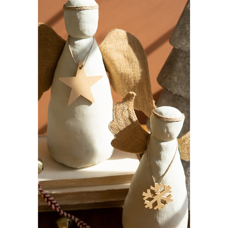 Painted Canvas Angel Figurine Set of 2