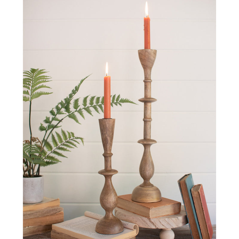 Mango Wood Candle Holder Set of 2