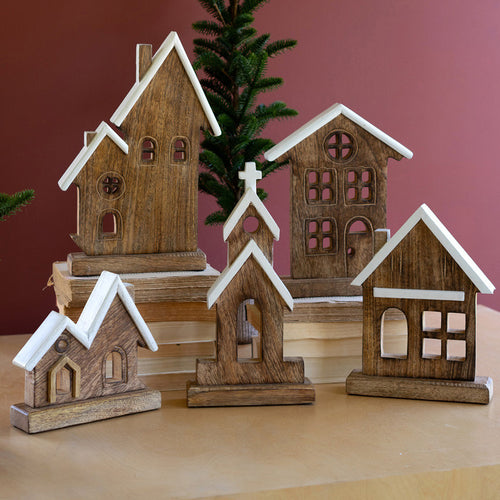 Village Wooden Accent Set of 5