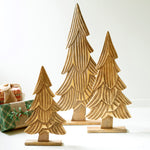 Carved Christmas Tree Accent Set of 3