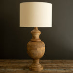 Lines Carved Wooden Table Lamp