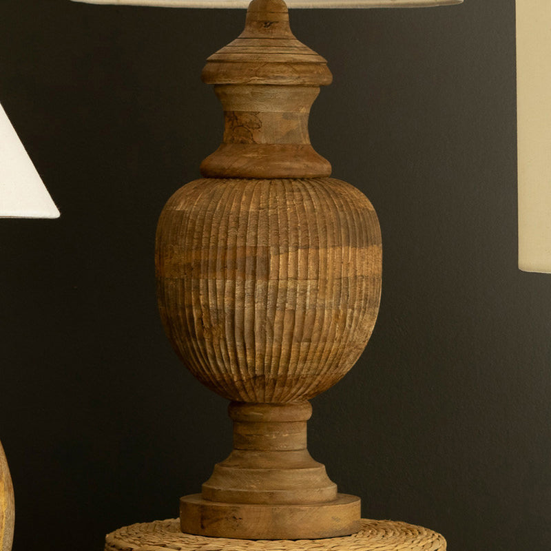 Lines Carved Wooden Table Lamp