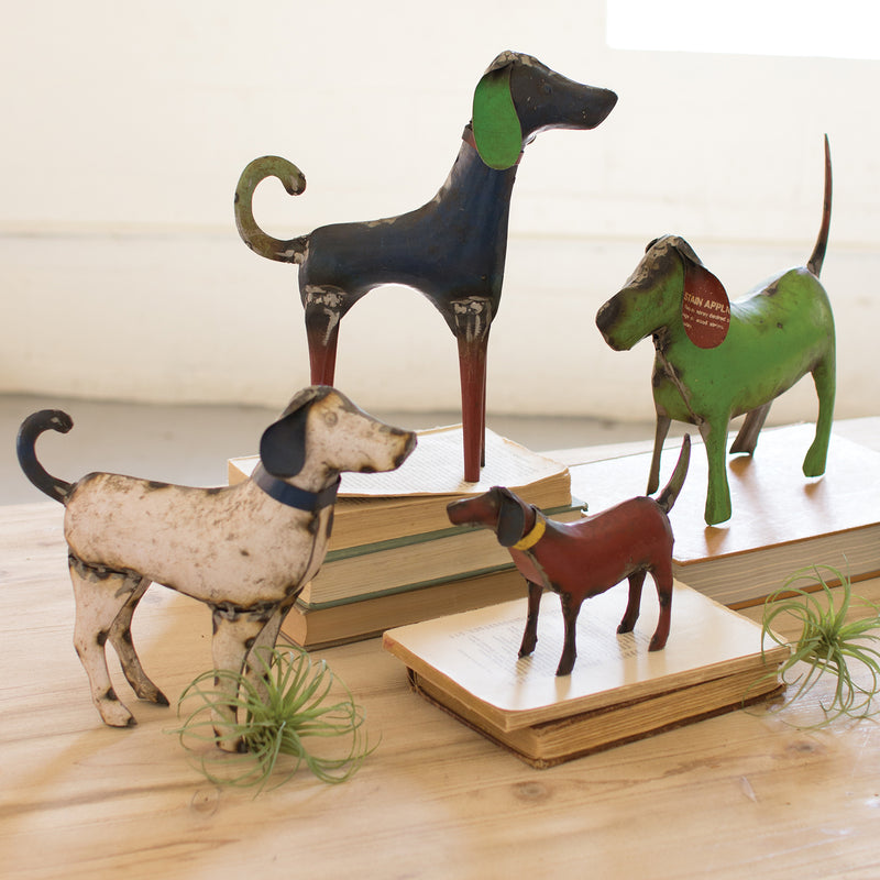 Recycled Metal Dog Figurine Set of 4