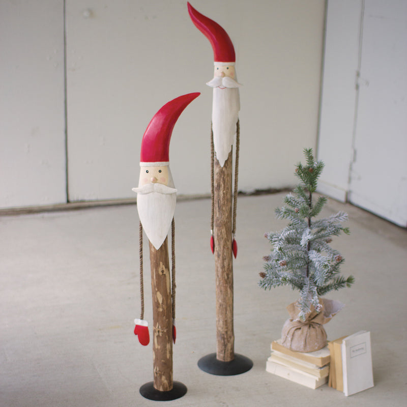 Santa Metal Tall Statue Set of 2