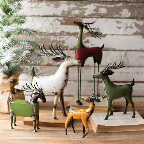 Recycled Metal Deer Figurine Set of 5