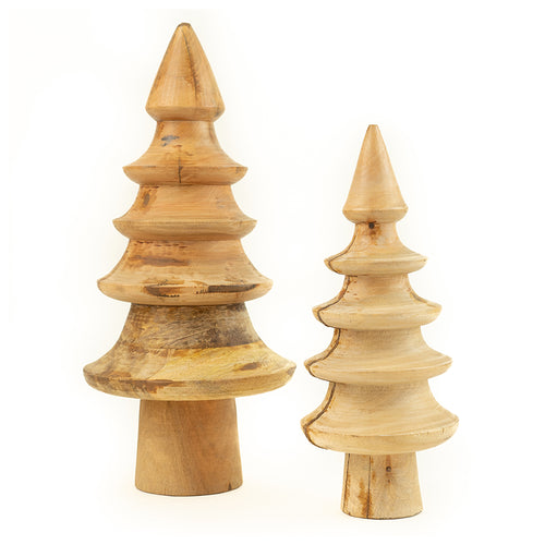 Mango Wood Christmas Tree Tabletop Accent Set of 2