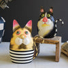 Cat Painted Iron Sculpture Set of 2