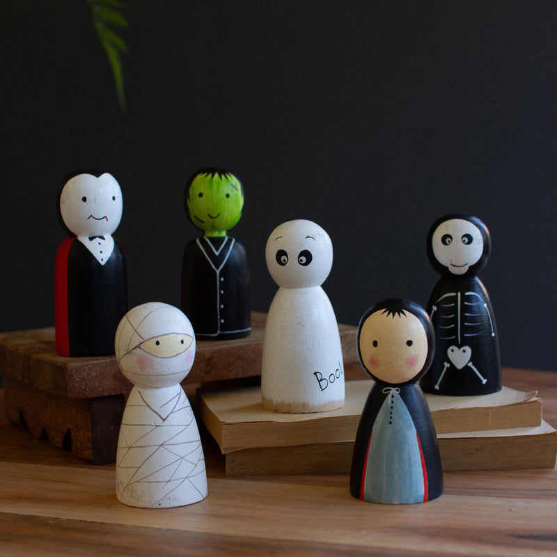 Halloween Family Painted Wood Set of 6