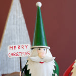 Santas Painted Iron Sculpture Set of 2