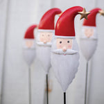 Santa Painted Iron Garden Stake Set of 4