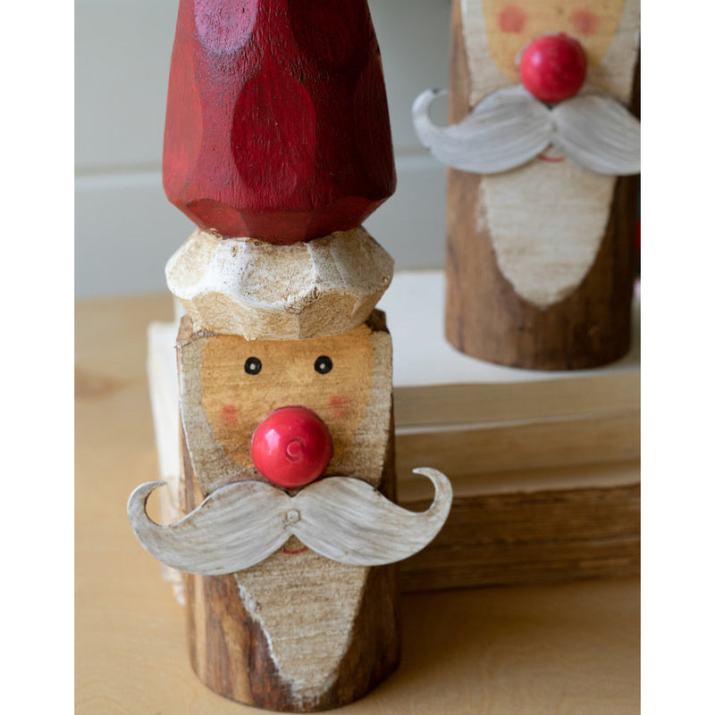 Painted Wood Santa Figurine Set of 2