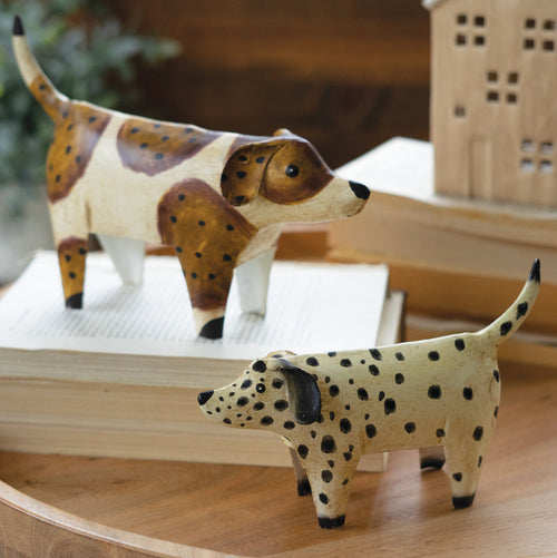 Painted Metal Dog Figurine Set of 2