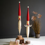 Santa Face Hand-Painted Tall Tabletop Accent Set of 2