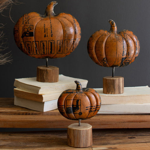 Pumpkin Recycled Metal Accent Set of 3