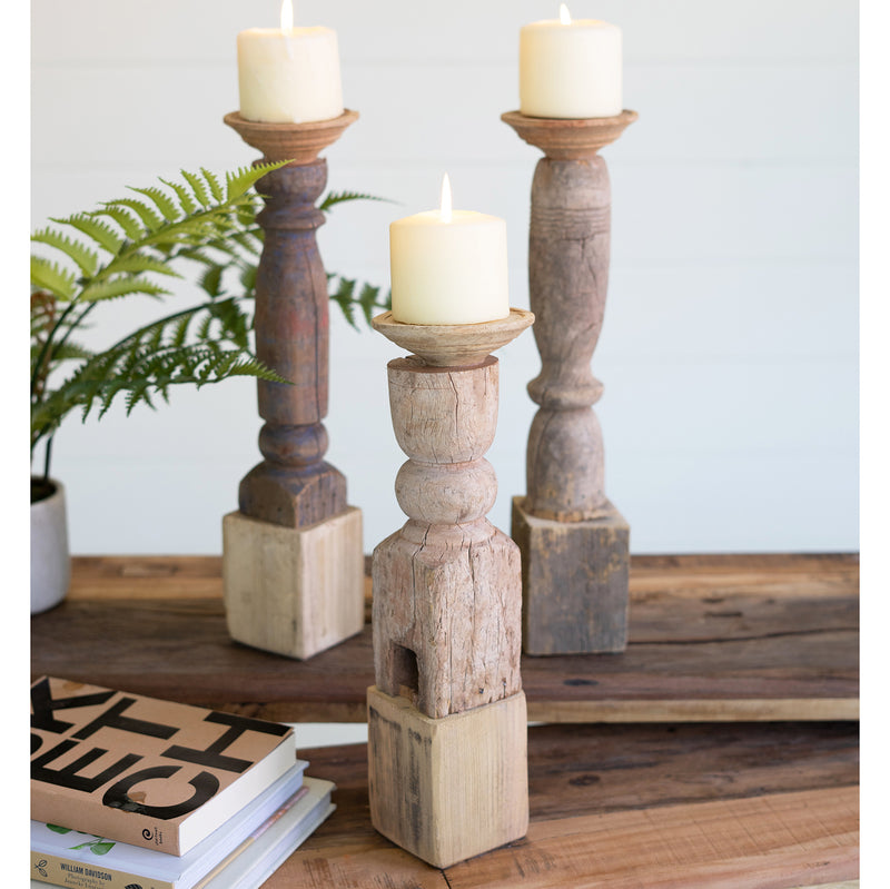 Reclaimed Banister Candle Stand Set of 3