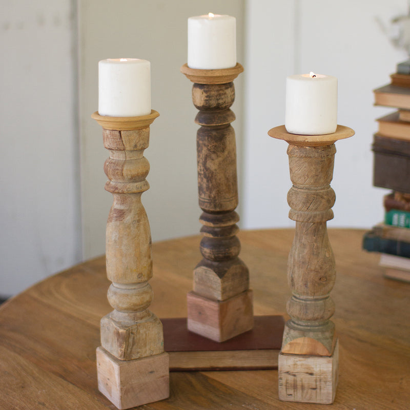 Reclaimed Banister Candle Stand Set of 3