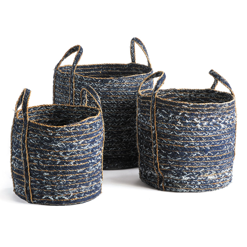 Demin Round Basket Set of 3