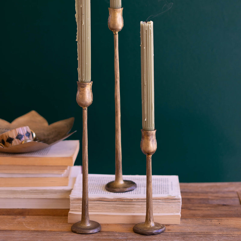 Copper Taper Candle Holder Set of 3