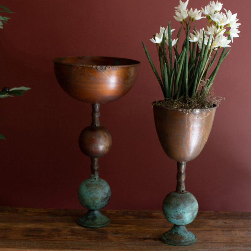 Copper Patina Compote Set of 2