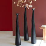 Waxed Black Tall Vase Set of 3